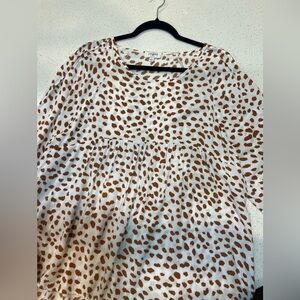 Umgee Animal Spotted Print Babydoll Blouse